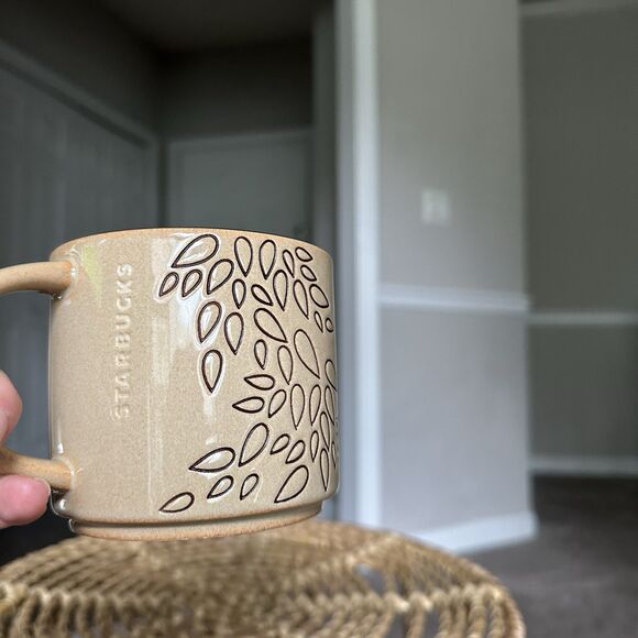 Starbucks Coffee Company 2013 Brown 14oz Leaves Leaf 3 1/2" Tall Mug - Picture 8 of 8